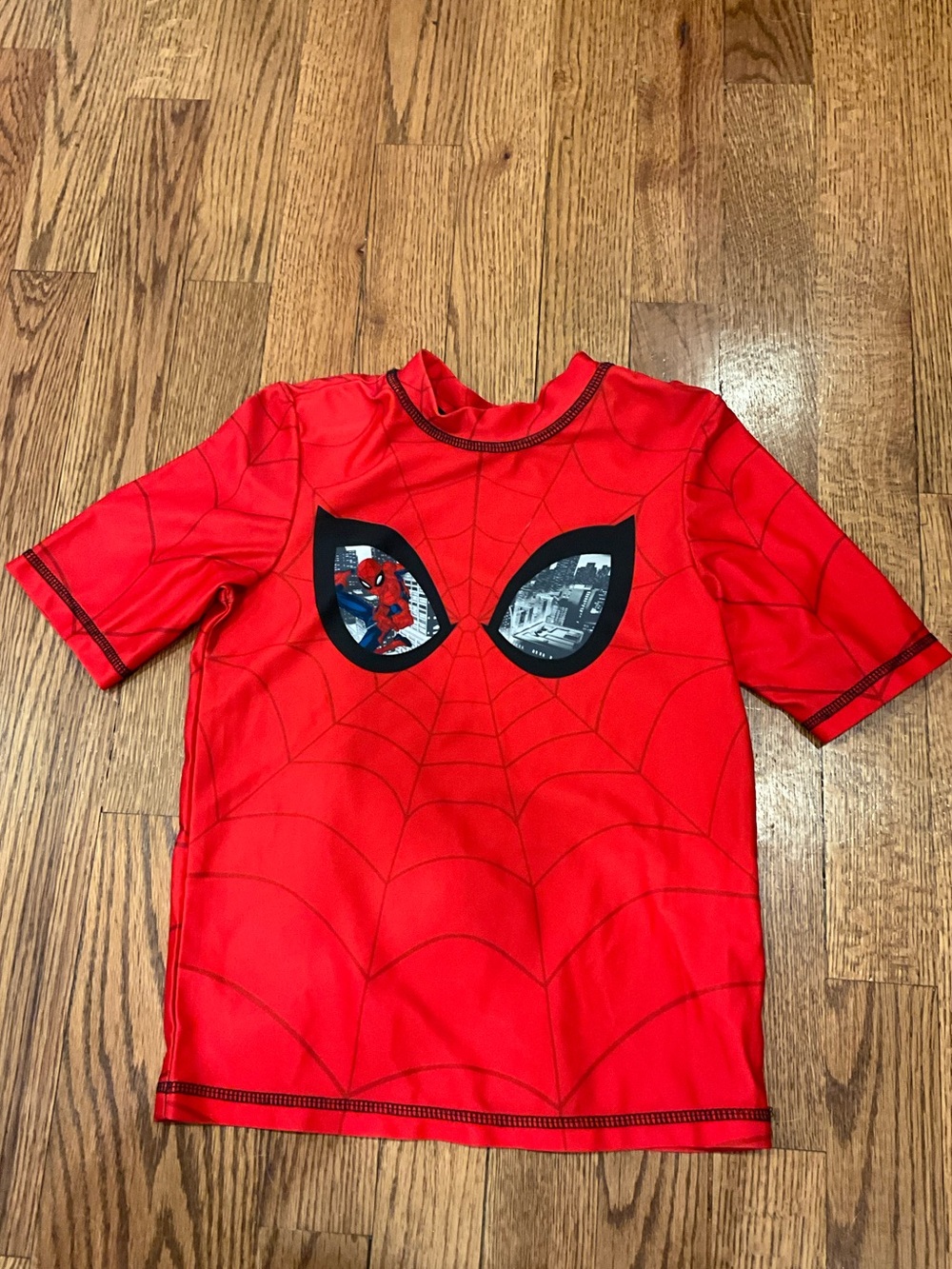 Boys Marvel Red Spider-Man Short Sleeve Kids Swim Rashguard